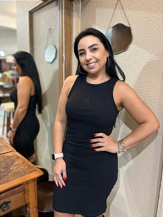 VESTIDO CURTO CANELADO DE ALÇA LANÇA PERFUME