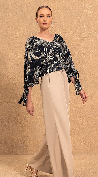 CALÇA DE CINTURA ALTA RETA COM BOLSOS LEZ A LEZ