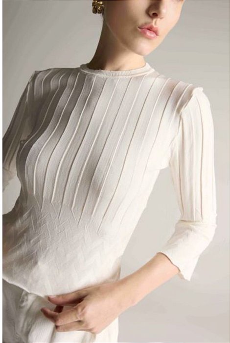 BLUSA MANGA LONGA CANELADA MARIA PAVAN