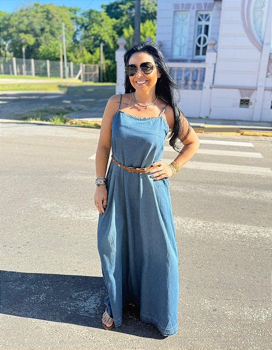 VESTIDO JEANS LANÇA PERFUME COM CINTO