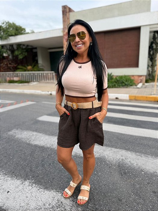 BERMUDA EM LINHO 100% ITALIANO COM CINTO