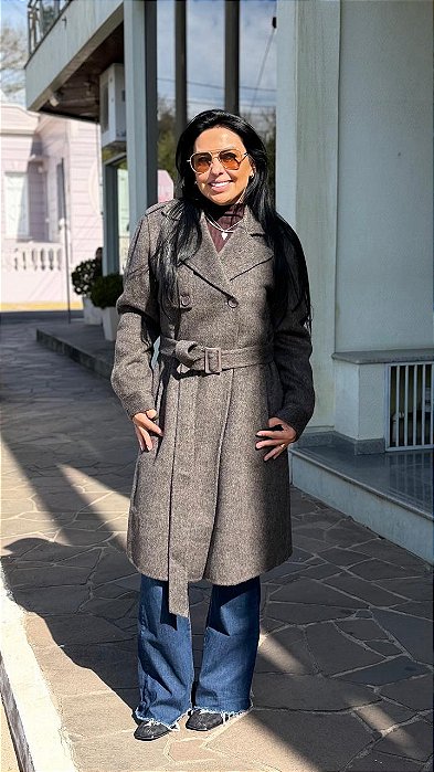 CASACO TRENCH COAT LÃ COST. A MÃO ALPELO