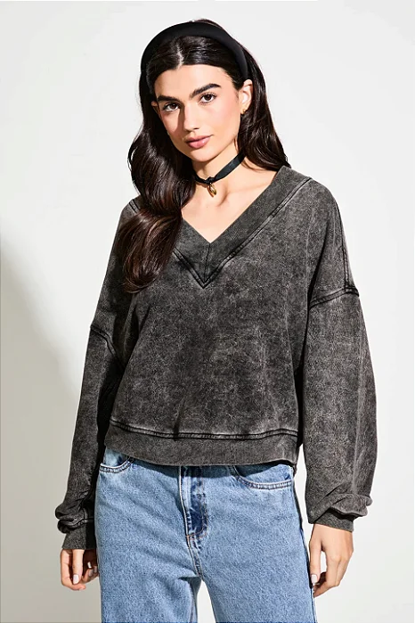 BLUSA MOLETOM MARMORIZADA RAPOSA J CHERMANN