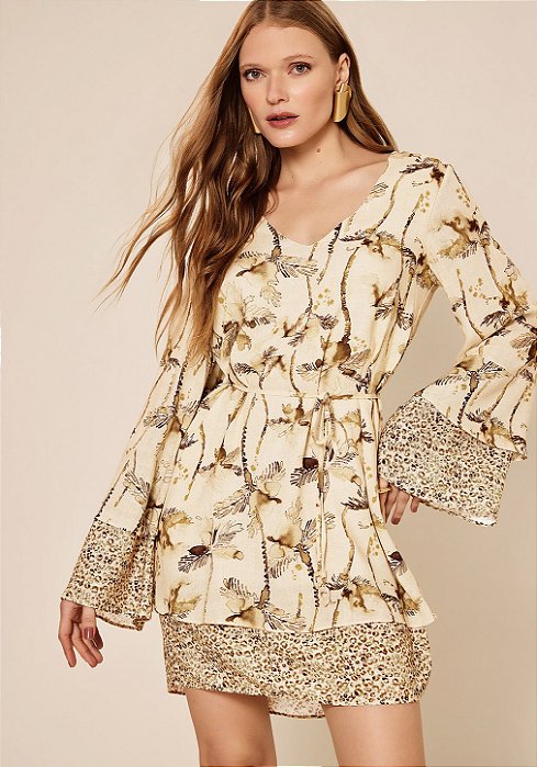 VESTIDO ESTAMPADO DE MANGAS LONGAS LEZ A LEZ