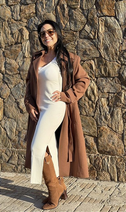 VESTIDO MIDI CANELADO COM RENDA LANÇA PERFUME