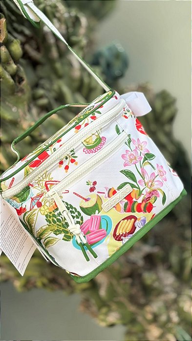 BOLSA COOLER TÉRMICA FLORAL BRANCA FARM RIO