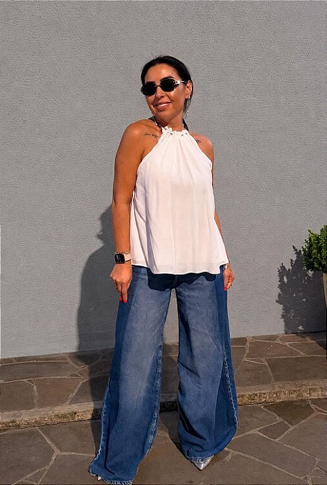 BLUSA DE VISCOSE COM METAL LANÇA PERFUME
