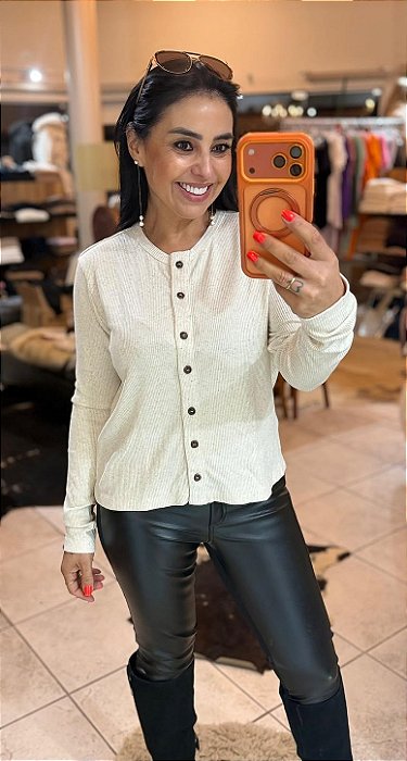 CARDIGAN TRICOT CANELADO LANÇA PERFUME