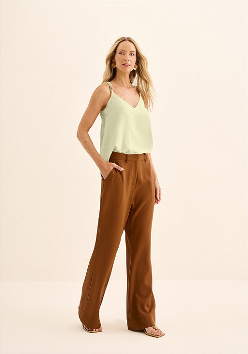 BLUSA DE ALÇAS COM DECOTE EM V LEZ A LEZ