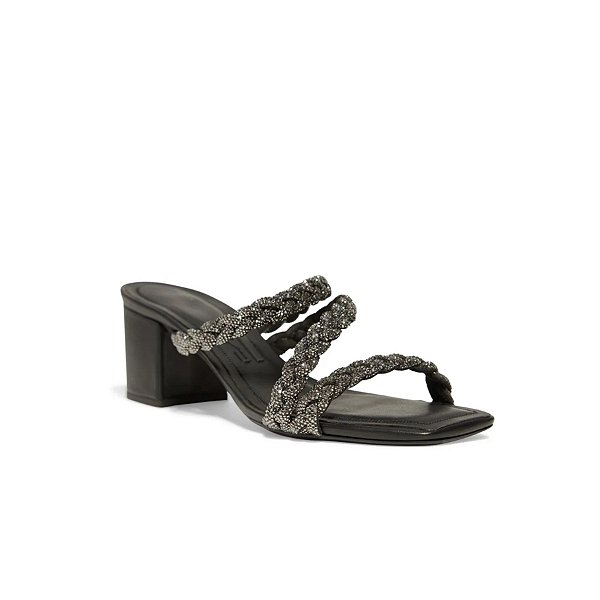 Mule Salto Bloco Tiras Strass Santa Lolla