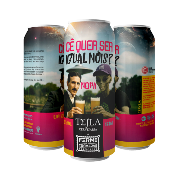 Cerveja Tesla Collab Fermi Cê Quer Ser Igual Nóis? Juicy IPA Lata 473ml