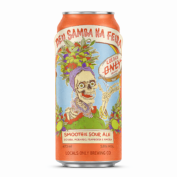 Cerveja Locals Only Deu Samba Na Feira Morango Goiaba Framboesa e Amora Smoothie Sour Lata 473ml
