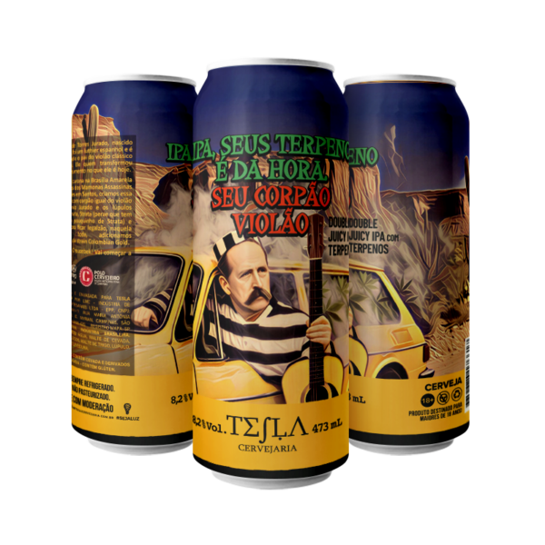 Cerveja Tesla IPA Seus Terpeno é da Hora Double New England IPA LAta 473ml