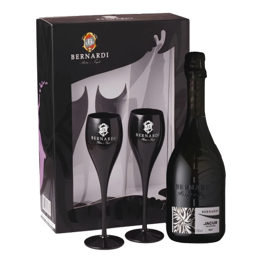 Kit Espumante Brut Bernardi Jacur 750ml + 2 Taças Acrílico