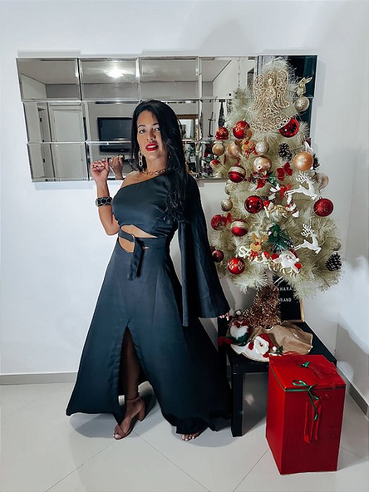 Vestido Preto Ombro Só - Tamanho G