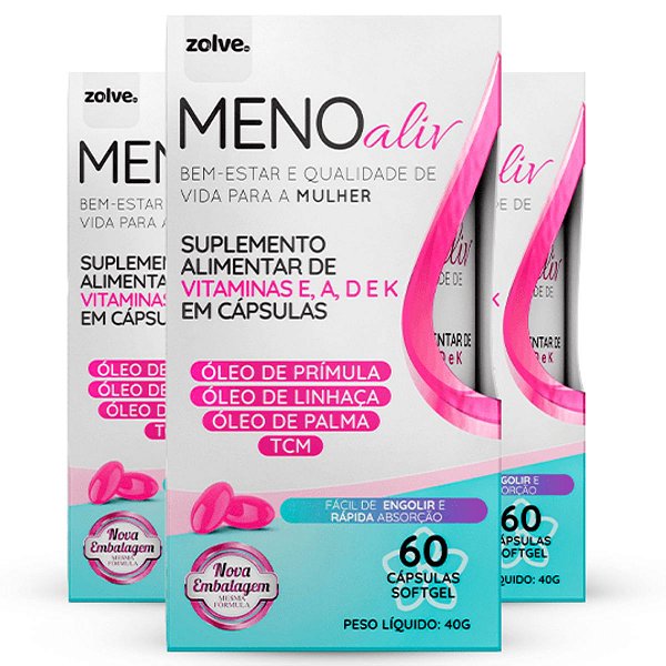 Meno Aliv Tratamento para Menopausa Kit 3 unidades