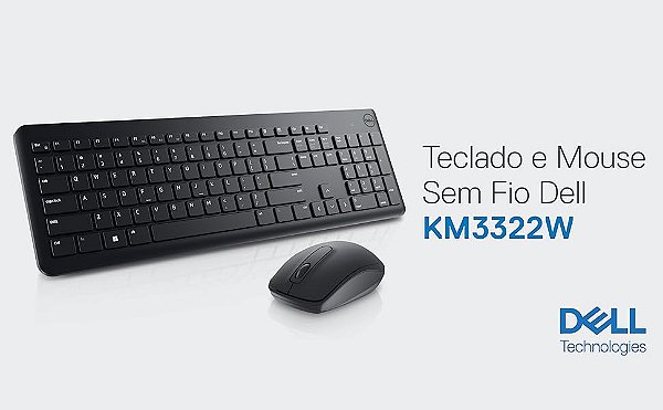 Kit Teclado e Mouse sem fio Dell KM3322W