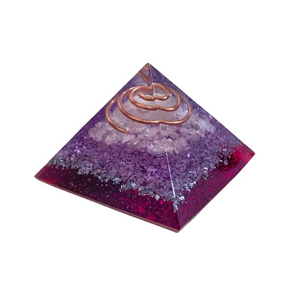 Orgonite Pirâmide Do Amor Quartzo Rosa e Cristal 3 Cm