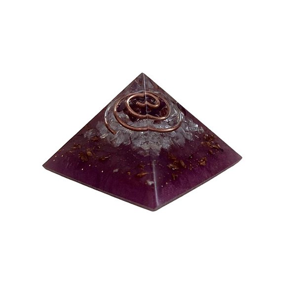 Orgonite Piramide Granada e Cristal Sagrado Feminino Energia YIN 4cm