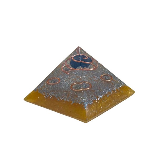 Orgonite Pirâmide Proteção Profissional Turmalina e Pirita 7cm