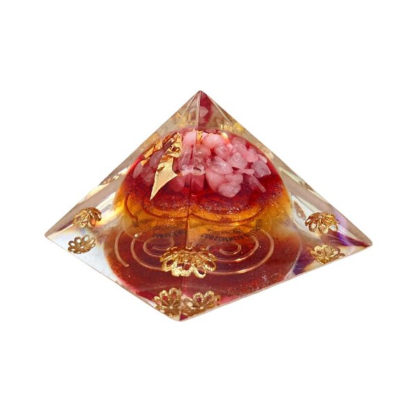 Orgonite Piramide 3o Raio Rosa Mestra Rowena Quartzo Rosa 6cm