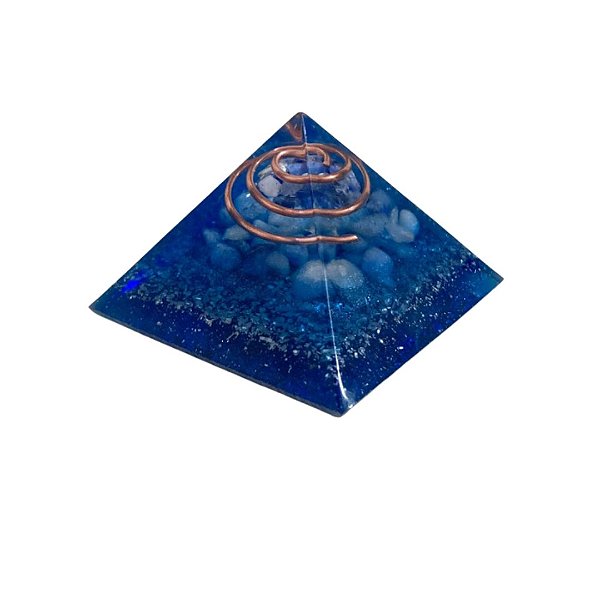 Orgonite Pirâmide Tranquilidade Quartzo Azul e Sodalita 4cm