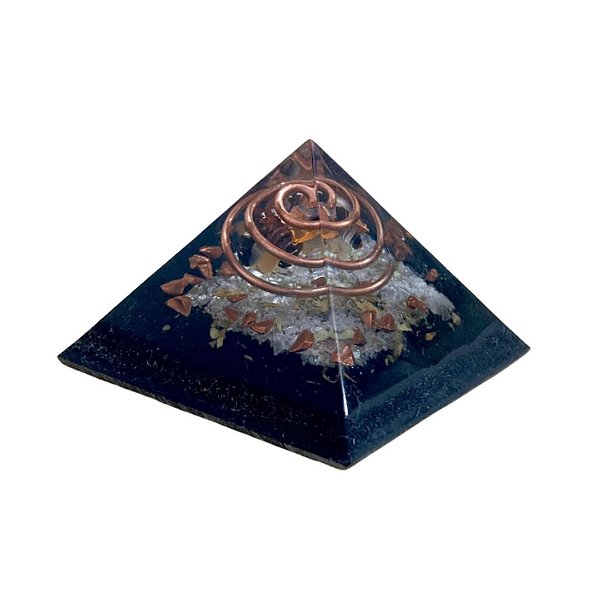 Orgonite Pirâmide Contra Inveja Sal Grosso Pó Turmalina 4cm