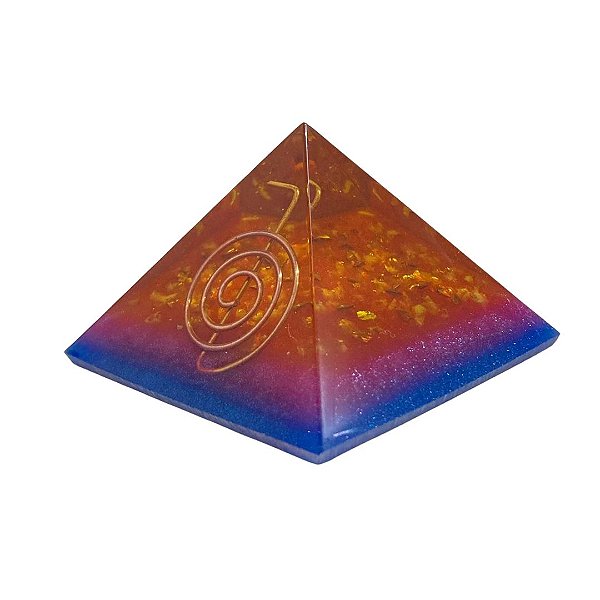 Orgonite Pirâmide Símbolo Reiki Om Cho ku Rei Angulação Queóps 7cm