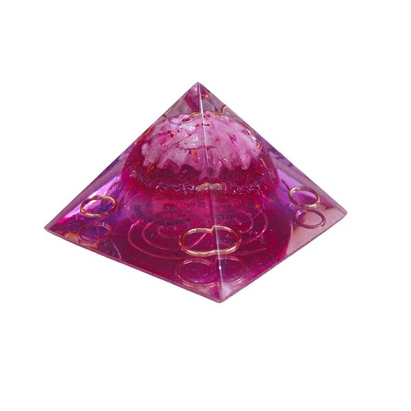 Orgonite Pirâmide Quartzo Rosa Rituais de Amor 6cm