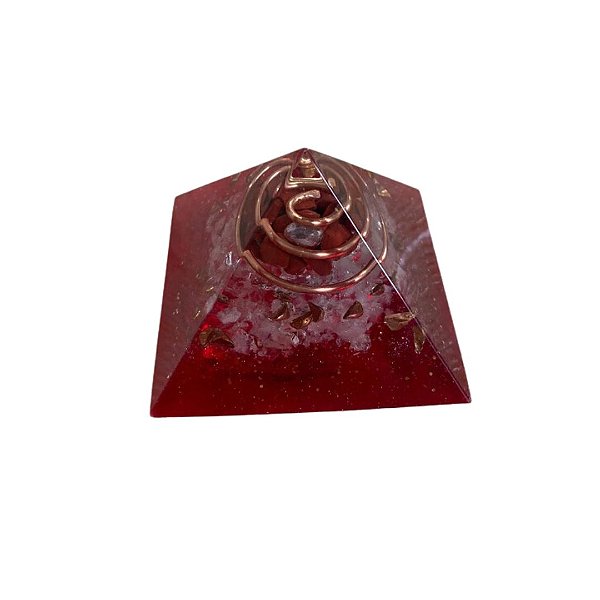 Orgonite Pirâmide Força e Perseverança Jaspe Vermelha 4cm