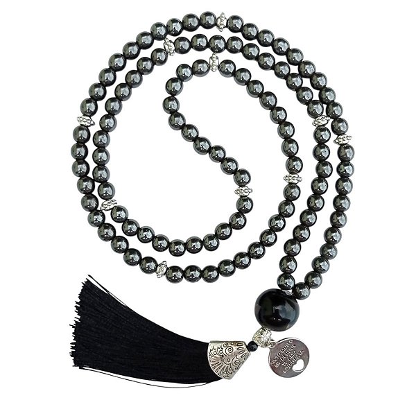 Japamala 108 Contas Hematita 8mm Pedra Natural Ho'oponopono