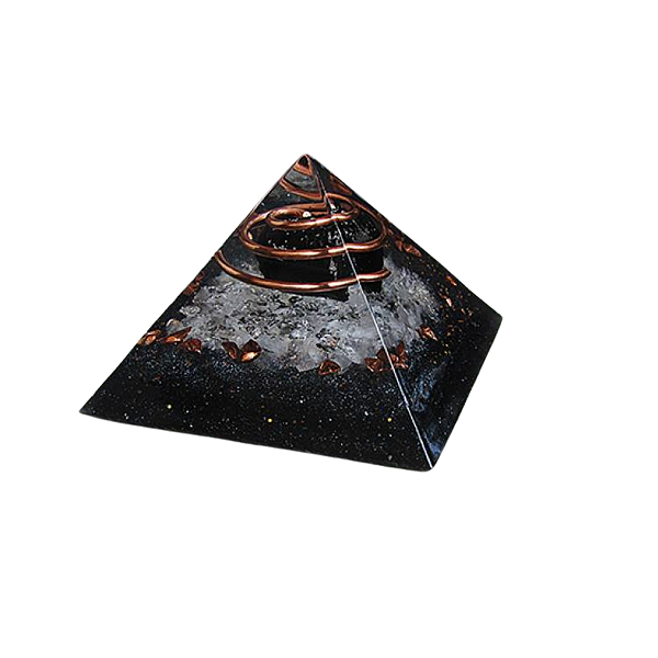 Orgonite Pirâmide Proteção Turmalina Negra e Cristal 4cm