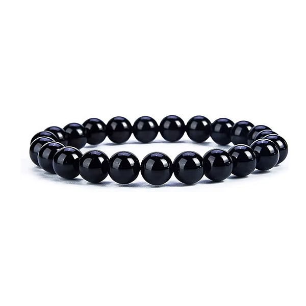 Pulseira Ônix Preta 8mm Pedra Natural Proteção Unisex