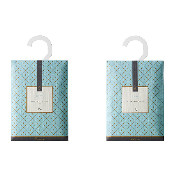 Kit 2 Sachês Perfumados Baby Gaveta Armário Antimofo 25Gr Via Aroma
