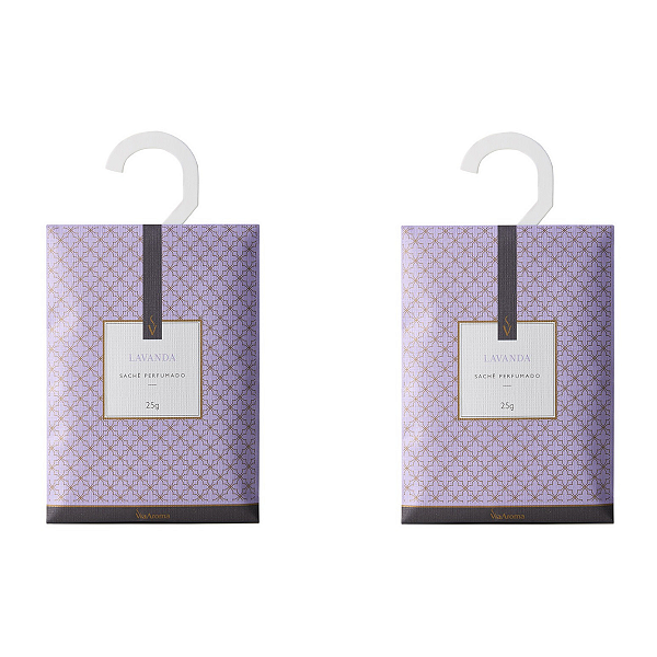 Kit 2 Sachês Perfumados Lavanda Gaveta Armário Antimofo 25Gr Via Aroma