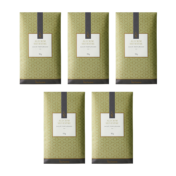 Kit 5 Sachês Perfumado Alecrim Silvestre Gaveta Armário Antimofo 10Gr Via Aroma