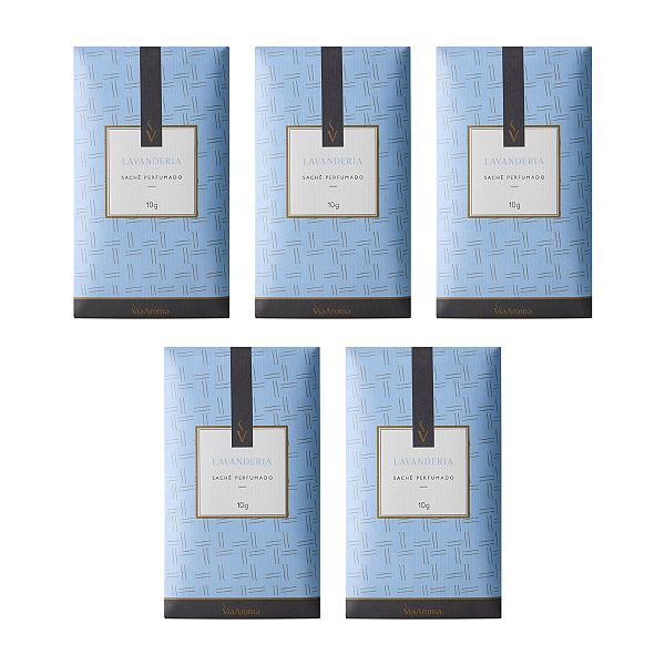 Kit 5 Sachês Perfumado Lavanderia Gaveta Armário Antimofo 10Gr Via Aroma