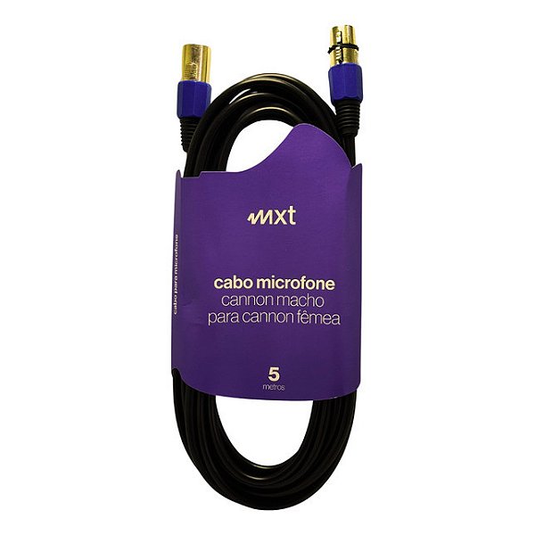 Cabo Mxt P/ Microfone - Balanceado Dmx Xlr Canon - 5 Metros