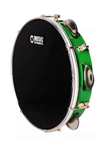 PANDEIRO ABS VERDE 10 PELE POLY PRETA