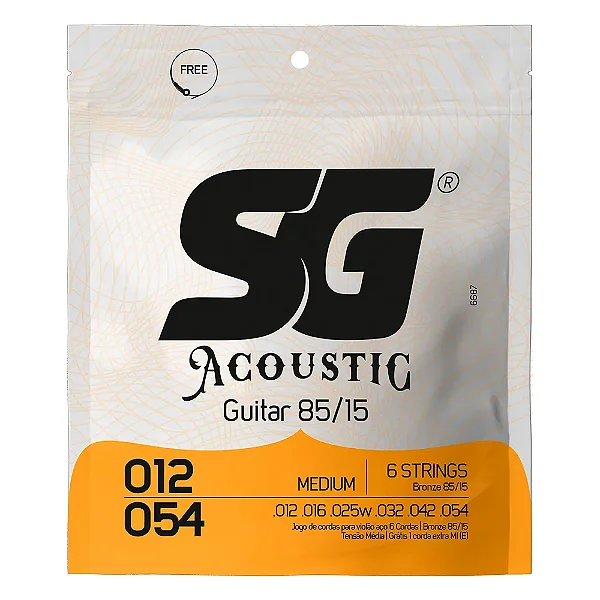 ENCORDOAMENTO PARA VIOLÃO AÇO 0.12 BRONZE 85/15 SG
