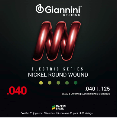 ENCORDOAMENTO PARA CONTRABAIXO 5 CORDAS AÇO 040/125 NICKEL GIANNINI