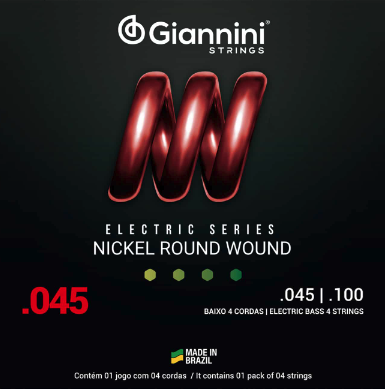 ENCORDOAMENTO PARA CONTRABAIXO 4 CORDAS AÇO 045/100 NICKEL GIANNINI