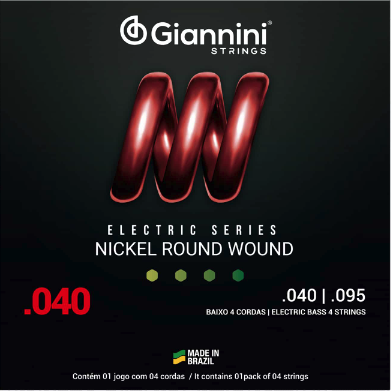 ENCORDOAMENTO PARA CONTRABAIXO 4 CORDAS AÇO 040/95 NICKEL GIANNINI