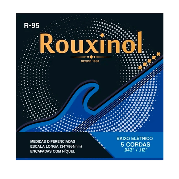 ENCORDOAMENTO PARA CONTRABAIXO 5 CORDAS 043/112 NICKEL ROUXINOL