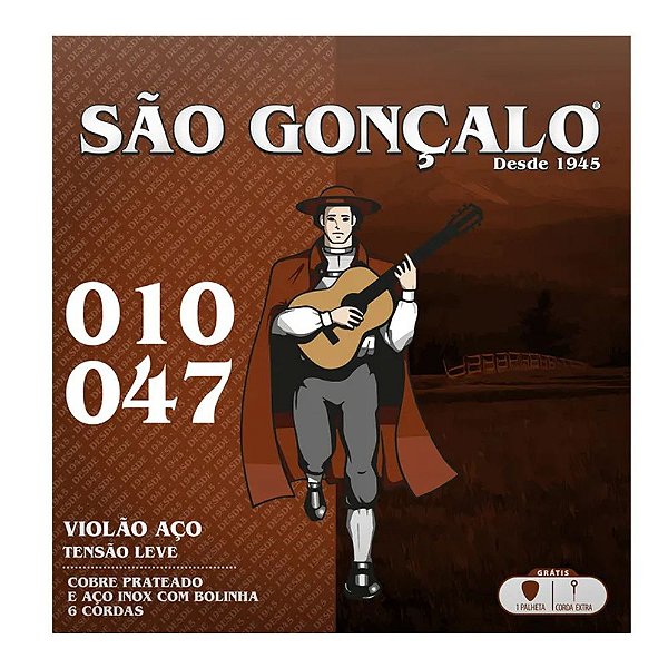 ENCORDOAMENTO PARA VIOLÃO AÇO 0,10/0.47 SÃO GONÇALO