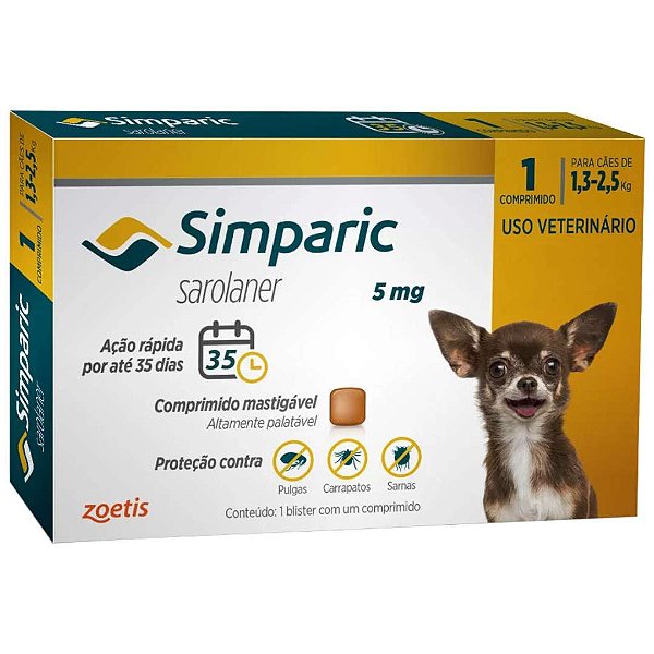 Simparic 1comp 5mg 1,3 A 2,5kg