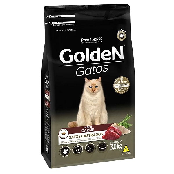 Golden Gatos Adultos Castrados Carne 3 Kg