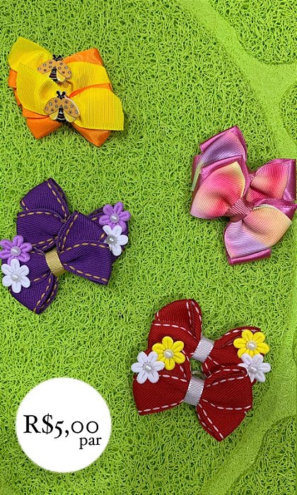 Laço Par Cores Sortidas Femininas (Rosa, Roxo, Vermelho, Amarelo)