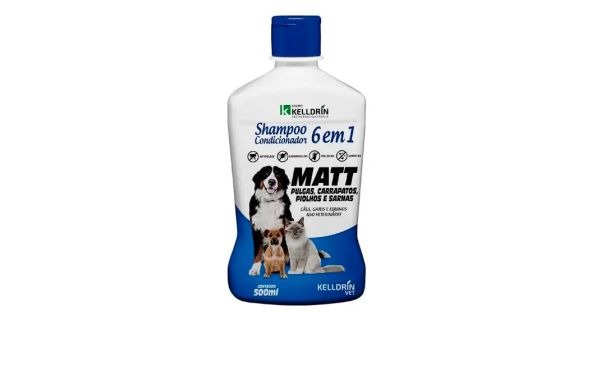 SHAMPOO E CONDICIONADOR MATT PULGAS CARRAPATOS 500ML KELLDRIN