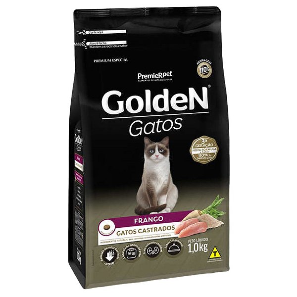 Golden Gatos Adultos Castrados Frango 1 Kg